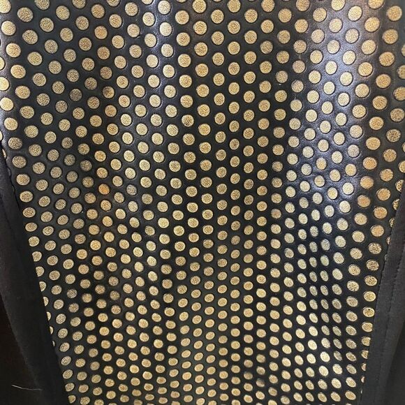 Y2K VINTAGE Bodycon Tank Dress Black Gold Metallic Sleek Womens 4 Cyberpunk Goth - Picture 6 of 8